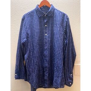 Polo Ralph Lauren Men's L Blue Geometric Print Long Sleeve Button Down Shirt